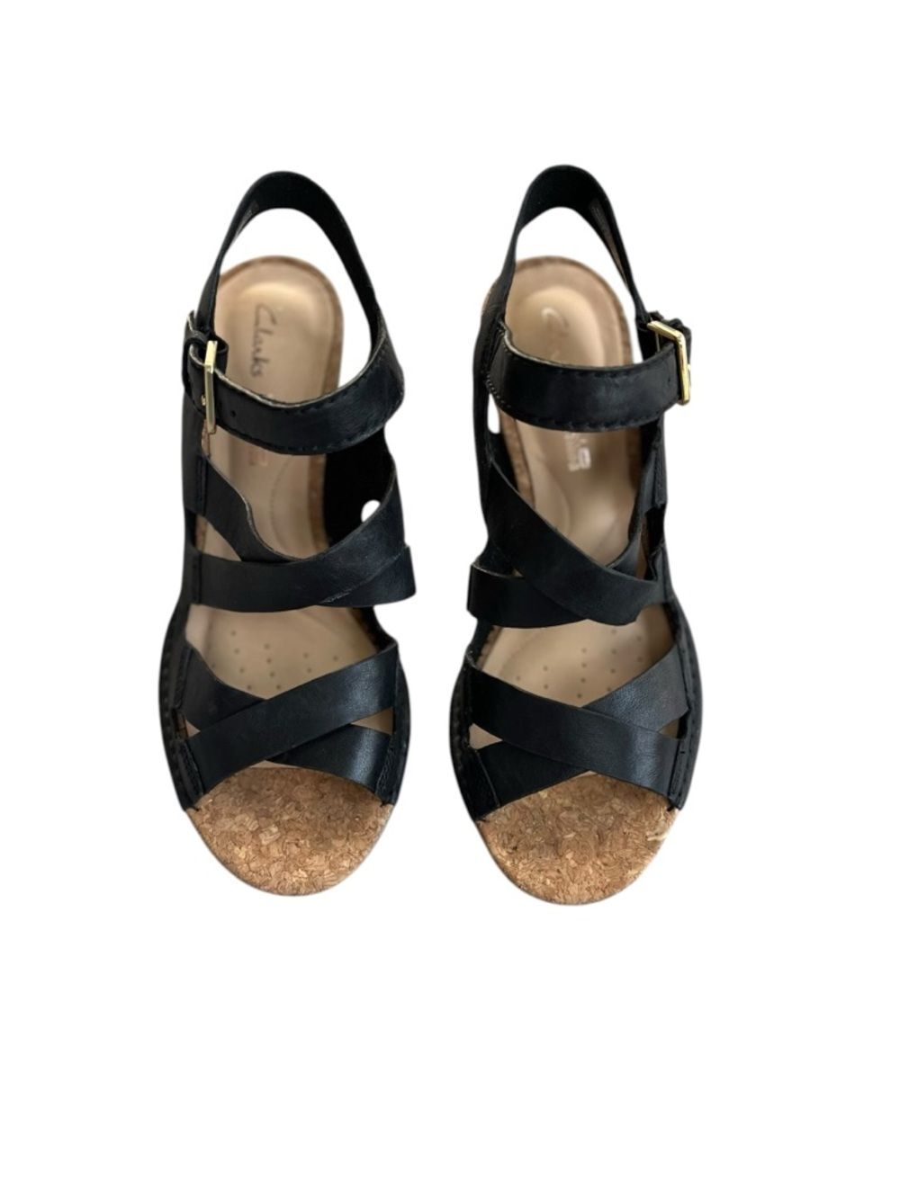 CLARKS PLUS CUSHION STRAPPY SANDAL HEEL Size 7 - Picture 2 of 8